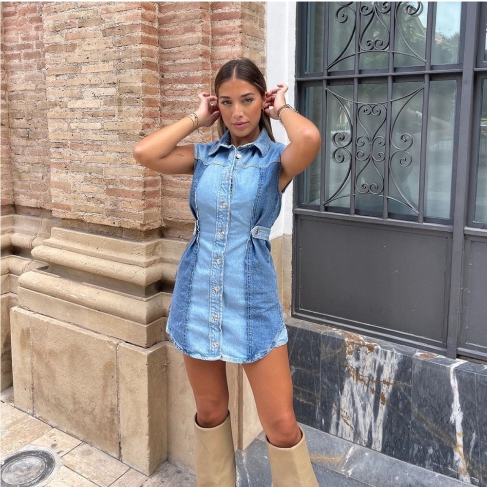 Zara Patchwork Denim mini dress